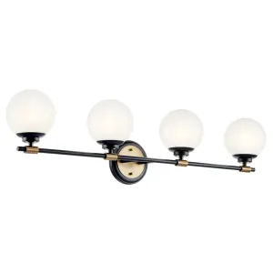 Benno 34 In 4-Lights Bathroom Vanity Light With Opal Glass, Black|Bronze Finish