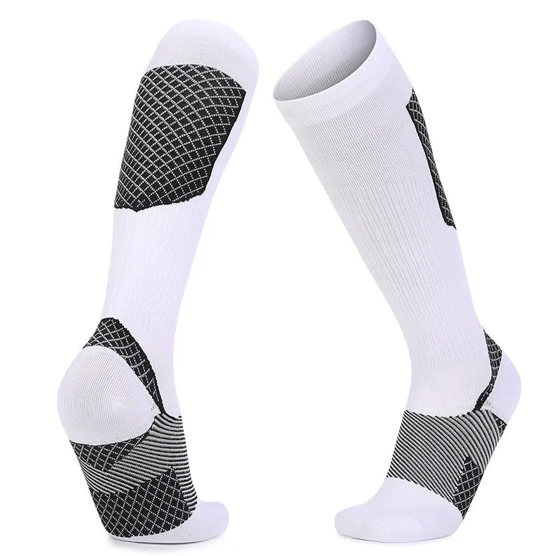 Compression Thickened Bottom Long Socks-White Black