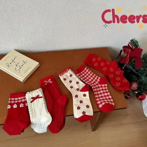 Cute Christmas Socks | Red Lolita Socks | Polka Dot Socks