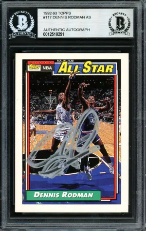 Dennis Rodman Autographed 1992-93 Topps All-Star Card #117 Detroit Pistons Beckett BAS #12518291