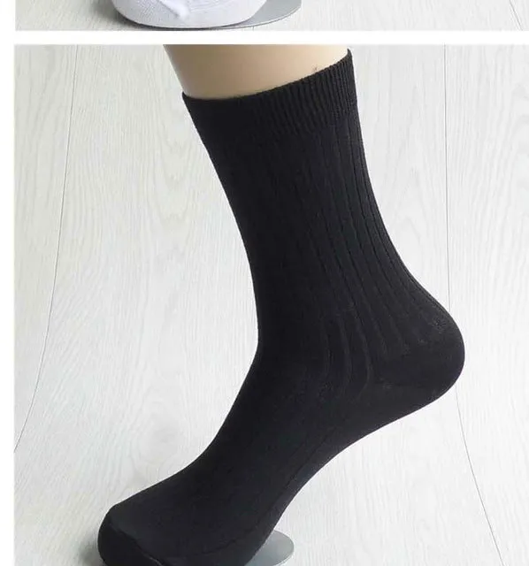 Fcare 10PCS=5 pairs bamboo fiber men dress socks  white black gray navy blue long socks sokken calcetines hombre meias