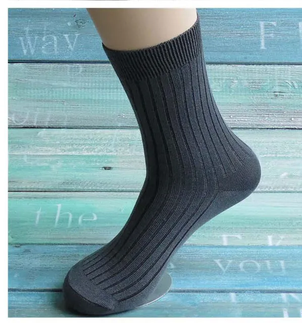 Fcare 10PCS=5 pairs bamboo fiber men dress socks  white black gray navy blue long socks sokken calcetines hombre meias