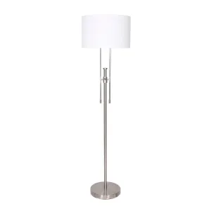 Height-Adjustable Brushed Nickel Floor Lamp with Linen Shade