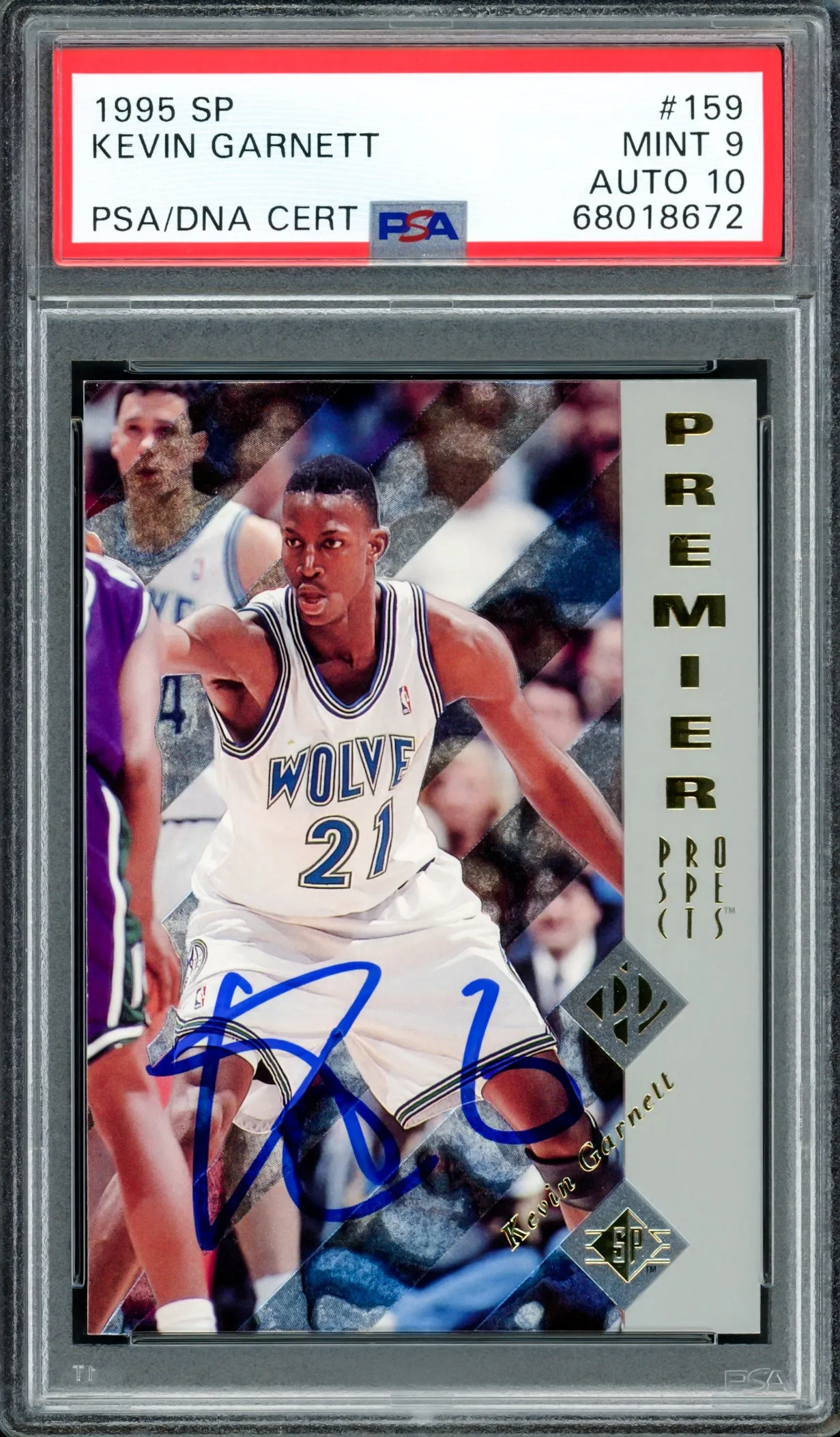 Kevin Garnett Autographed 1995 Upper Deck SP Rookie Card #159 Minnesota Timberwolves PSA 9 Auto Grade Gem Mint 10 PSA/DNA Stock #211169