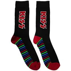 KISS Unisex Ankle Socks: Red Logo & Stripes (UK Size 6 - 11)