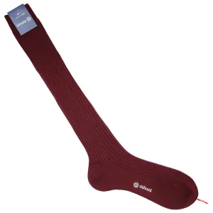 Knee Socks - Ribbed - Burgundy - Wool