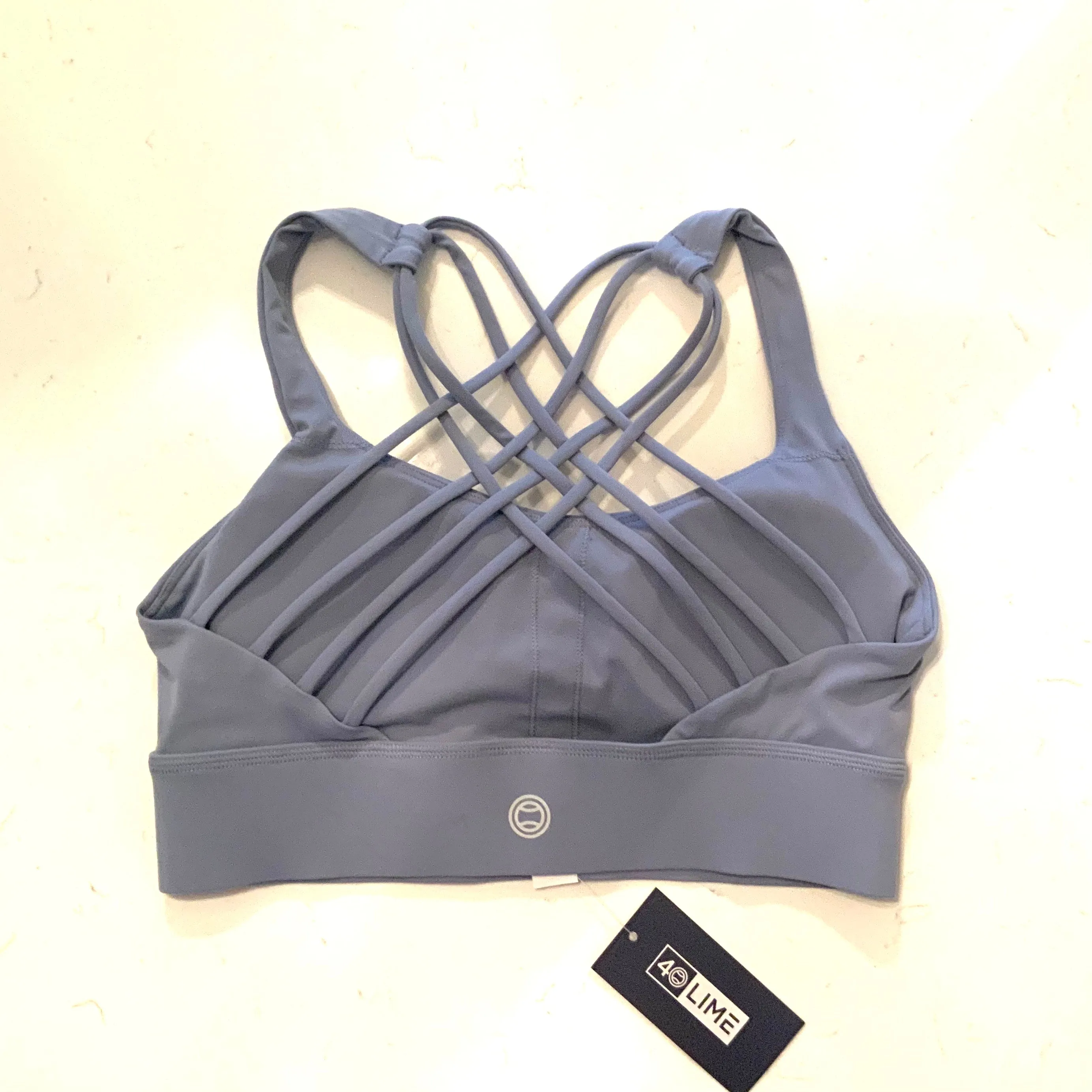 Light Blue Cross Back Sports Bra