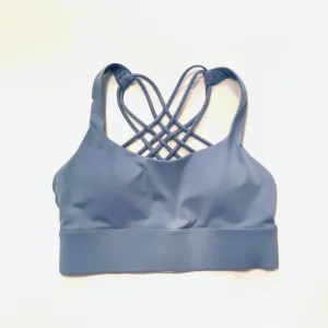 Light Blue Cross Back Sports Bra