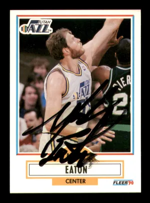 Mark Eaton Autographed 1990-91 Fleer Card #184 Utah Jazz (Smudged) SKU #219226