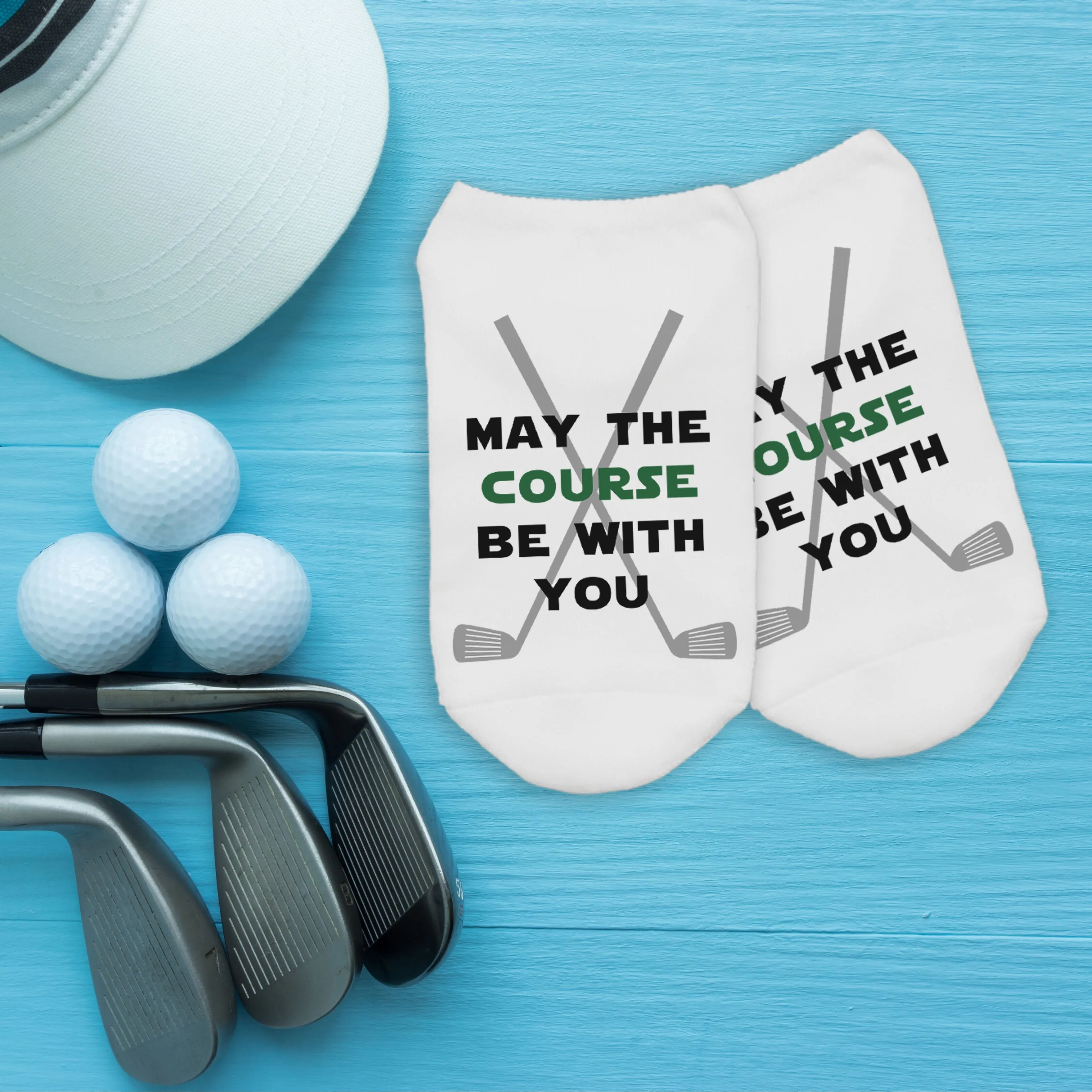 May The Course Be With You Funny Golf No-Show Socks