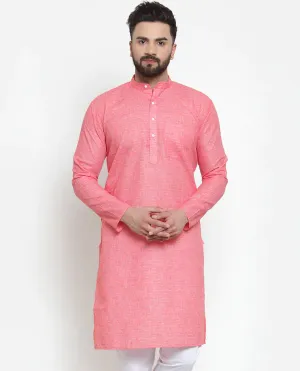 Men Pink Self-Design Kurta Only