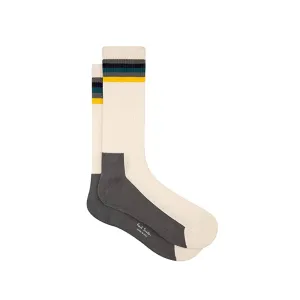 PAUL SMITH Alfonzo Stripe Socks - Off White / Grey