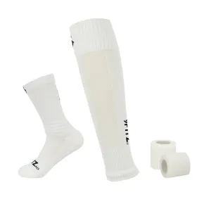 Player Pack Grip Socks   Leg Sleeves   Bandage Tape White