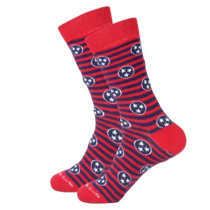 Red Stripe Tennessee Tri Star Socks