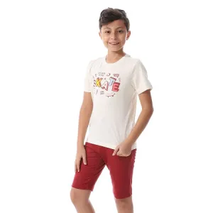 Summer Pajamas For Boys Shorts and Half Sleeves - Dark Red