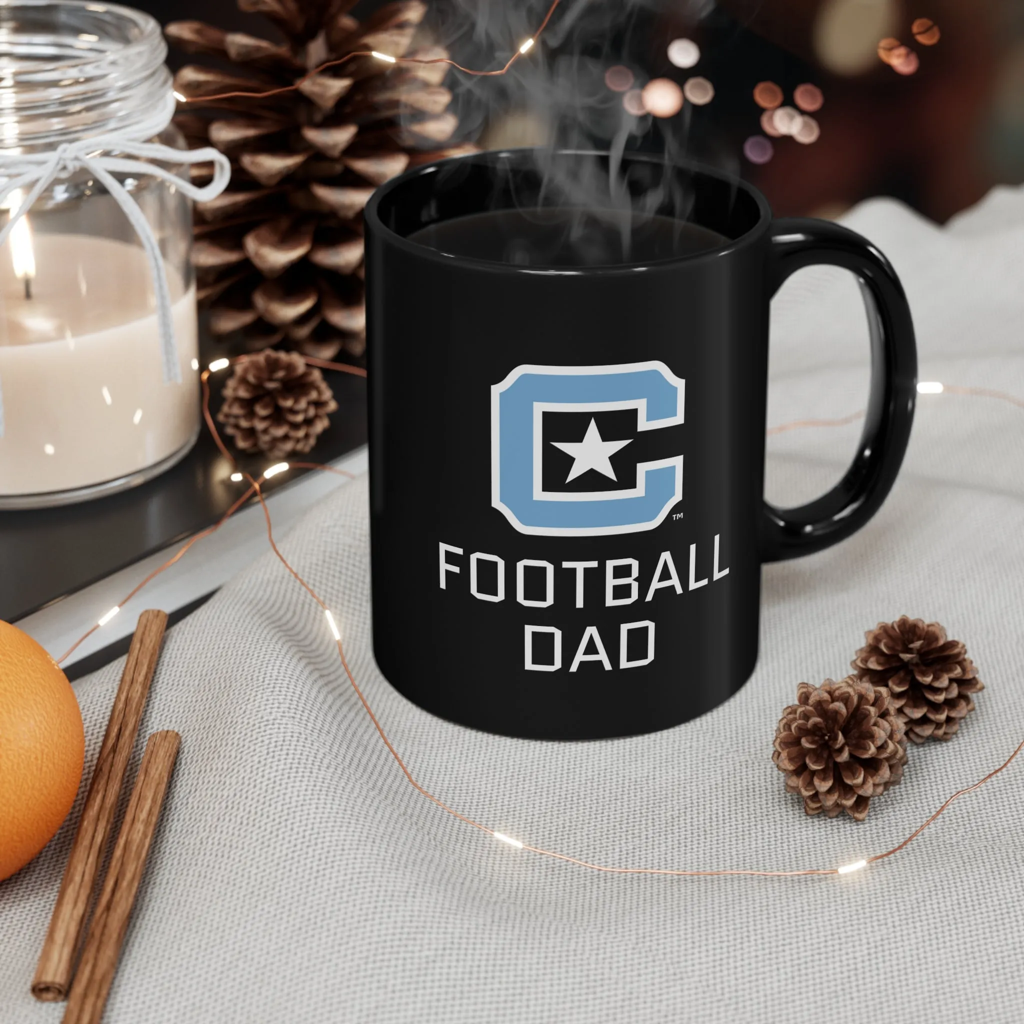 The Citadel Block C Logo, Sports Football Dad, Black Mug, 11oz