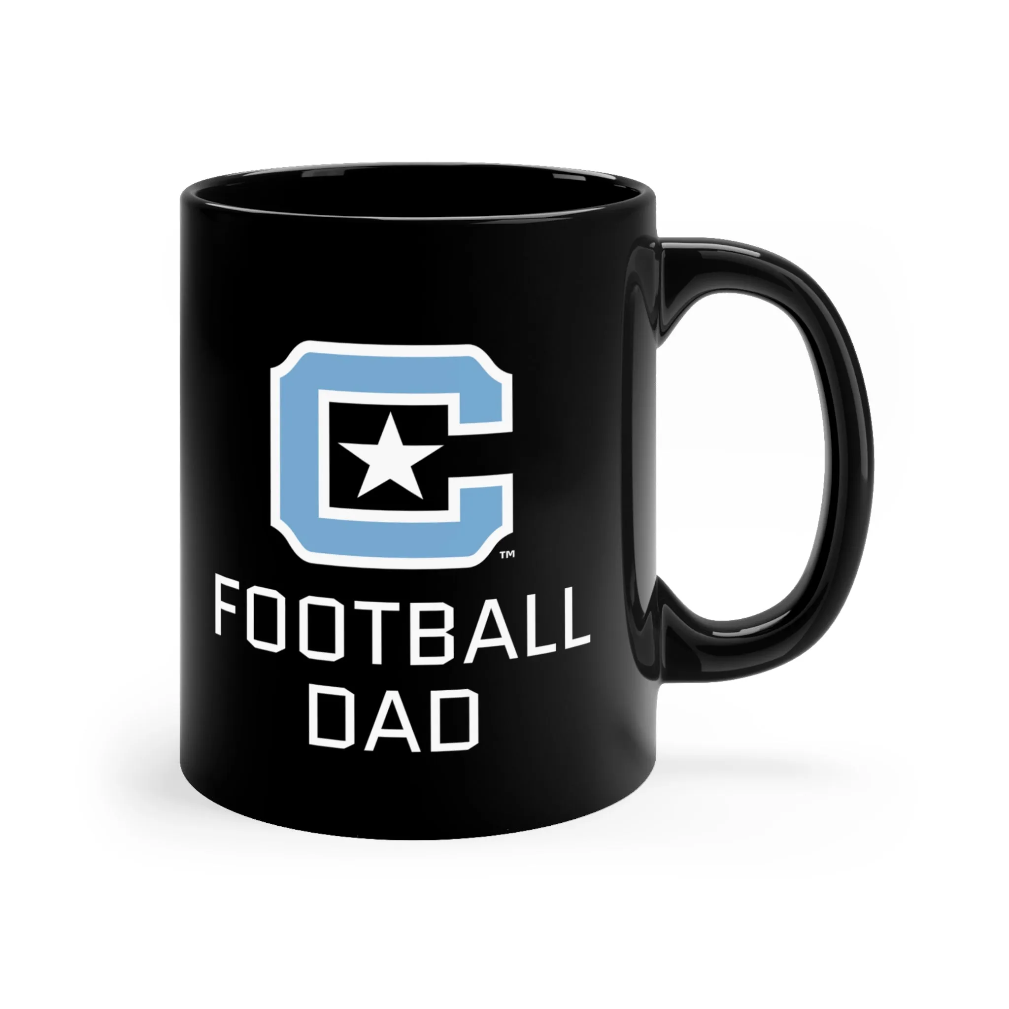 The Citadel Block C Logo, Sports Football Dad, Black Mug, 11oz