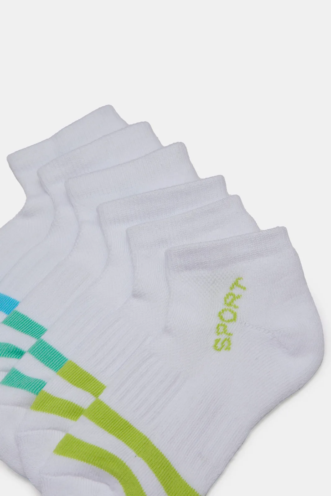 White Pack Of 3 Ankle Length Sports Mesh Socks