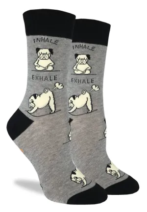 Women's Yoga Pug Crew Sock